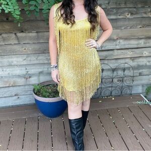 Gold Fringe Dress